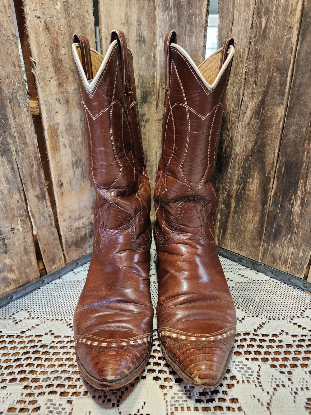 Vintage Womens Nocona Brown Leather Western Cowboy Boots